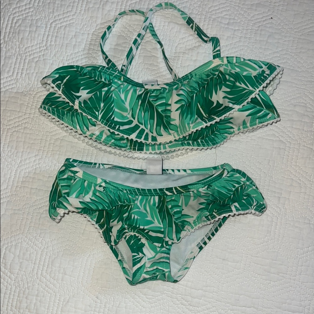 Tropical Leaf Print Bikini Set